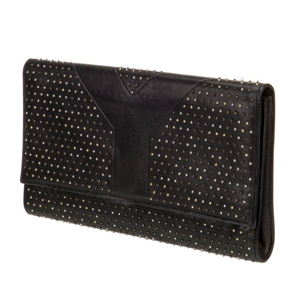 Yves Saint Laurent Authentic Black Clutch with Gold Studs - Picture 2 of 6